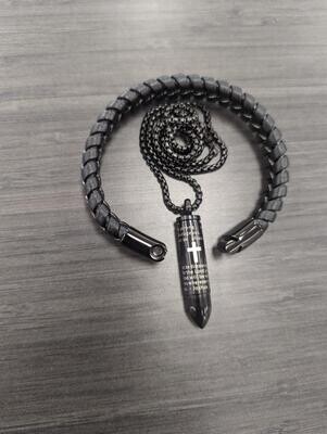 Combo: Black Pendant & Bracelet (Ephesians  6:11 Put on full Armor of God...