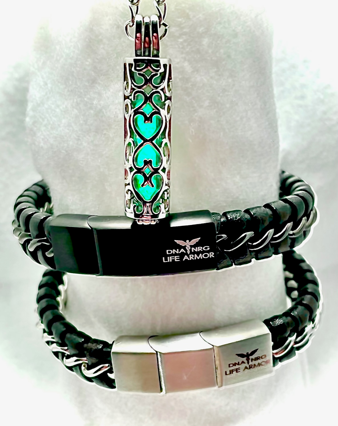 Triangle Power Combo: Two Power Bracelets and Woman's Fancy Glow Pendant! Great protection and power (Save $200 as combo)