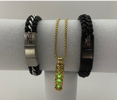 Triangle Power Combo: Two Power Bracelets and Woman's Fancy Glow Pendant! Great protection and power (Save $200 as combo)