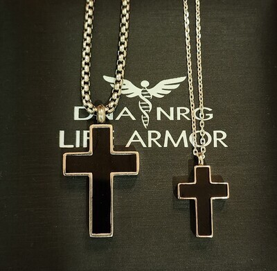 Life Armor Dual Cell Stainless Rose Gold Cross Power Pendant (larger size plus 2 Power Cells)