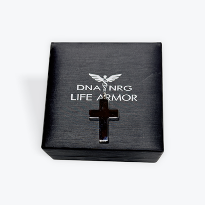 Life Armor Dual Cell Stainless Rose Gold Cross Power Pendant (larger size plus 2 Power Cells)