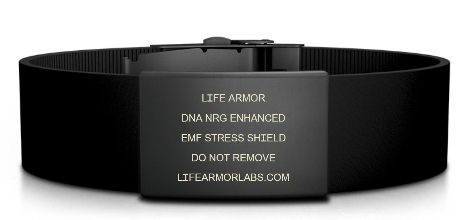 Adjustable Elite Silicone and Black Stainless Engraved Life Armor DNA NRG Bracelet