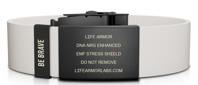 Adjustable Elite Silicone and Black Stainless Engraved Life Armor DNA NRG Bracelet