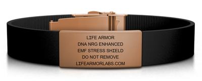 Adjustable Thin Style Elite Silicone and Rose Gold Stainless Engraved Life Armor DNA NRG Bracelet