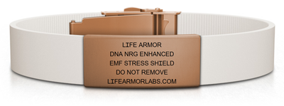 Adjustable Thin Style Elite Silicone and Rose Gold Stainless Engraved Life Armor DNA NRG Bracelet
