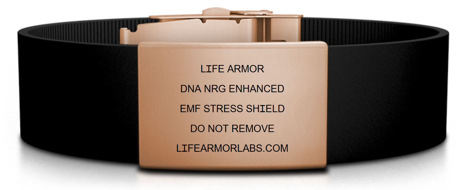 Adjustable Elite Silicone and Rose Gold Stainless Engraved Life Armor DNA NRG Bracelet