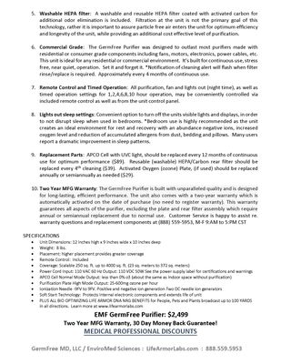 ELIMINATE ADVERSE SYMPTOMS of GERMS, ODORS, STRESS, EMF/5G Purifier Just $2,499 Commercial Grade, Low Maintenance, Money Back Guarantee.