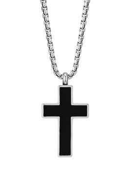 Life Armor Dual Cell Stainless Black Cross Power Pendant (larger size plus 2 Power Cells)