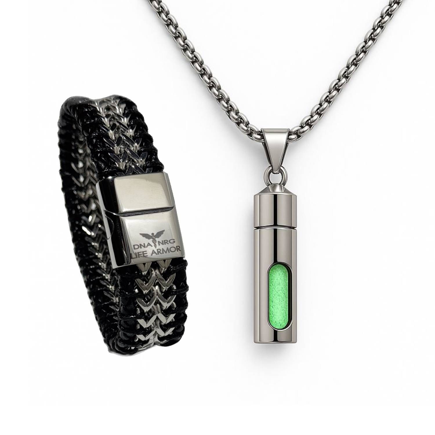 Dual Rx Power Cell Silver and Thick Bracelet Combo