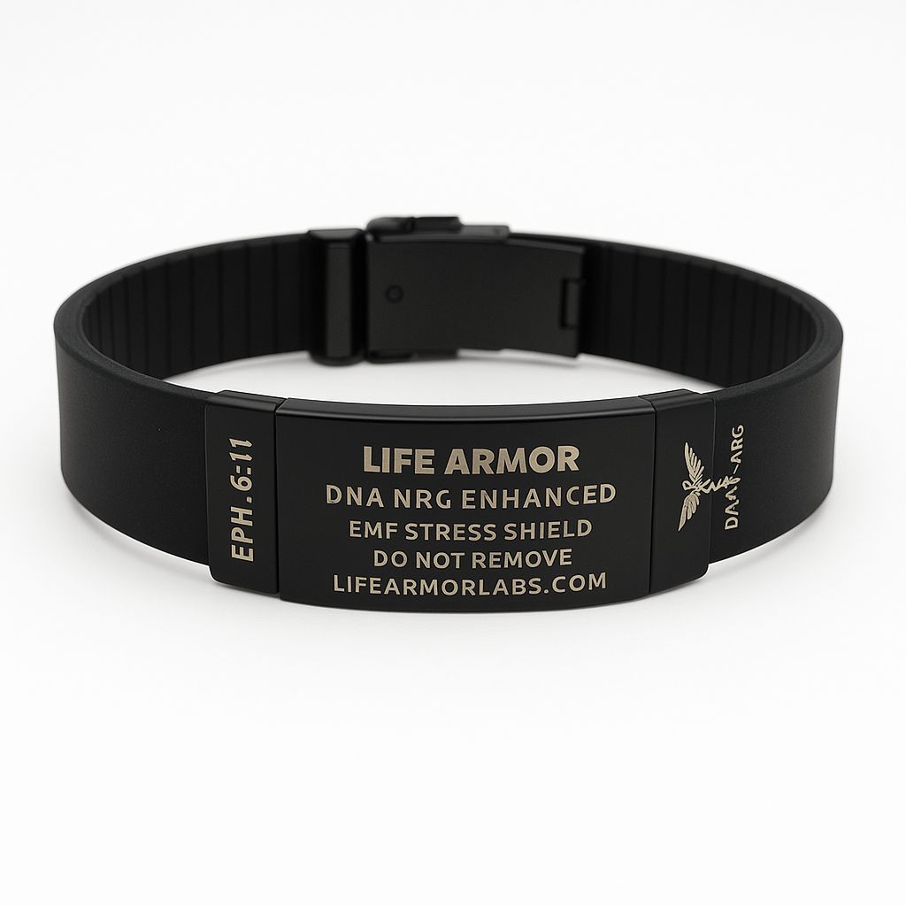 Adjustable Thin Style Elite Silicone and Black Stainless Engraved Life Armor DNA NRG Bracelet