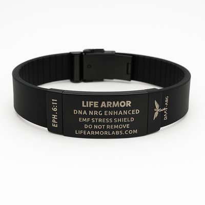 Adjustable Thin Style Elite Silicone and Black Stainless Engraved Life Armor DNA NRG Bracelet