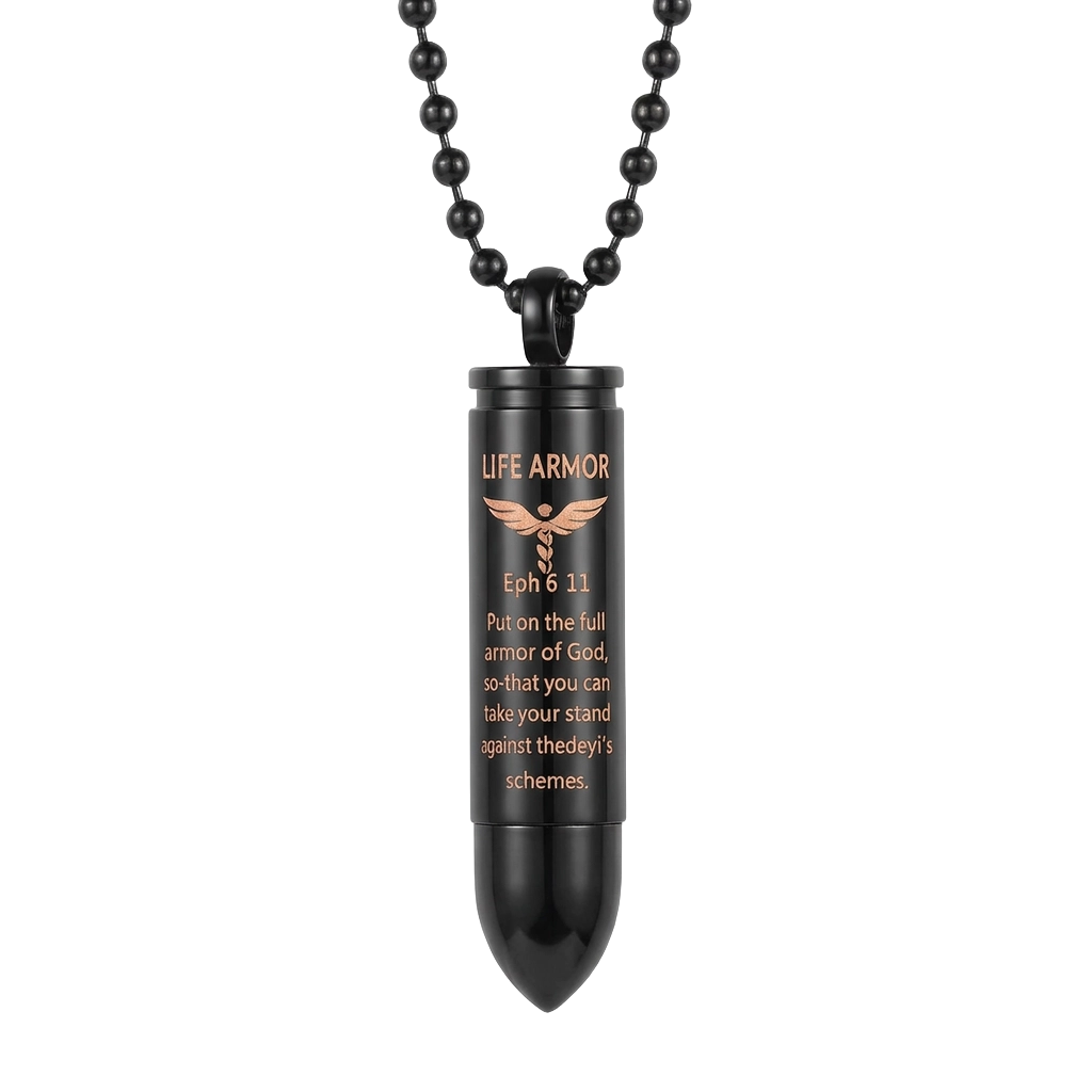 Black Stainless Bullet Power Pendant
