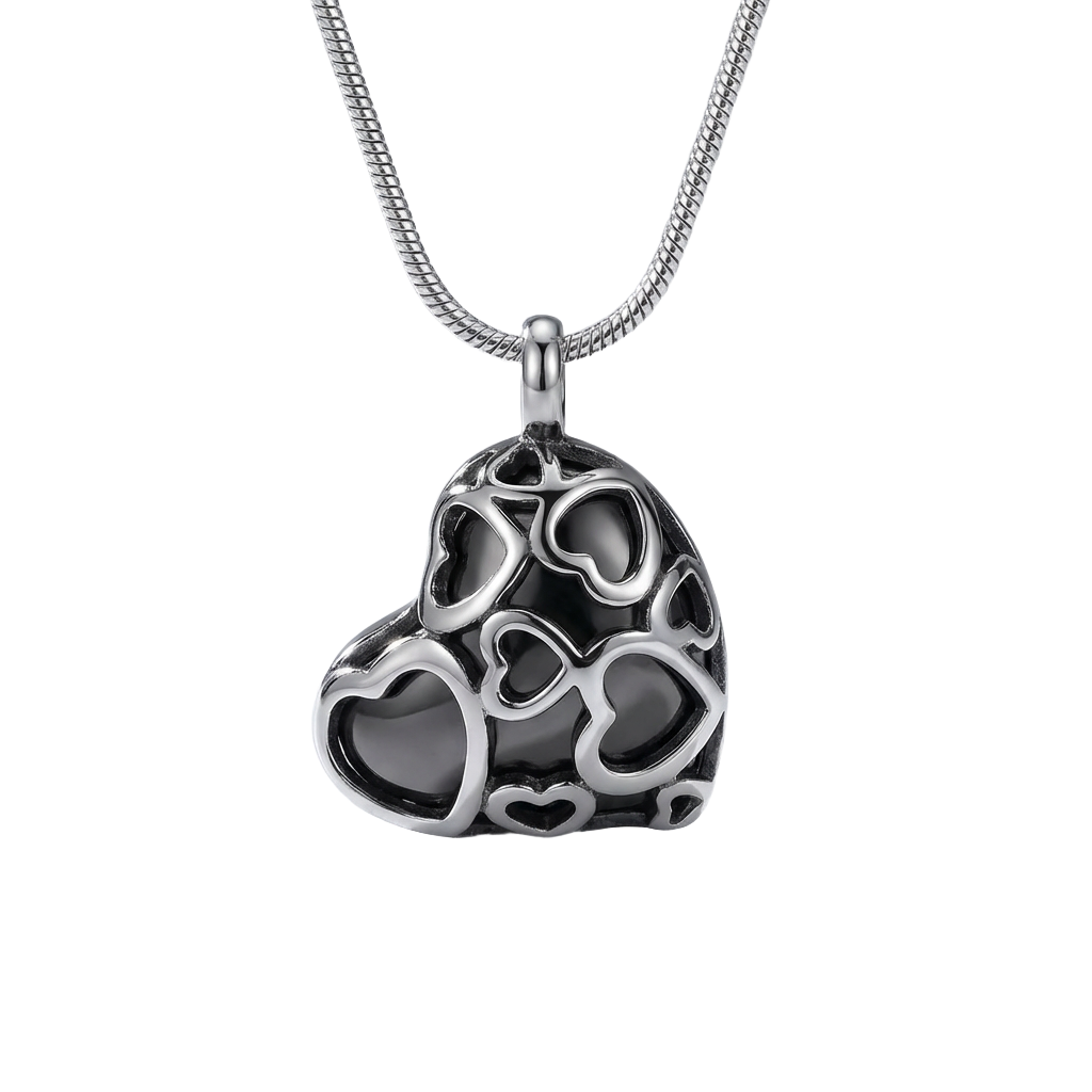 Black and Silver Hearts Single Cell Power Pendant.