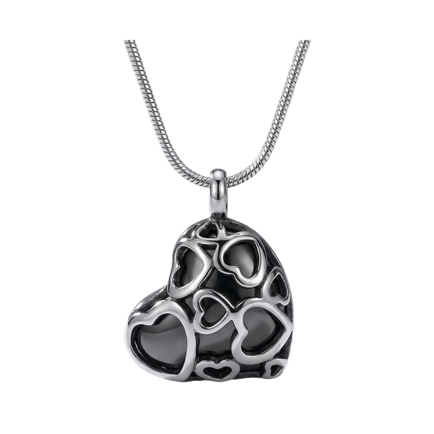 Black and Silver Hearts Single Cell Power Pendant.
