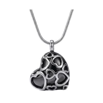 Black and Silver Hearts Single Cell Power Pendant.