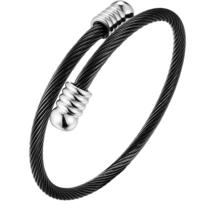 Durable Black Wire Stainless Power Bracelet