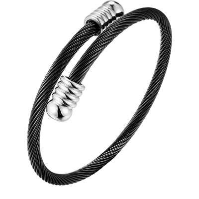 Durable Black Wire Stainless Power Bracelet