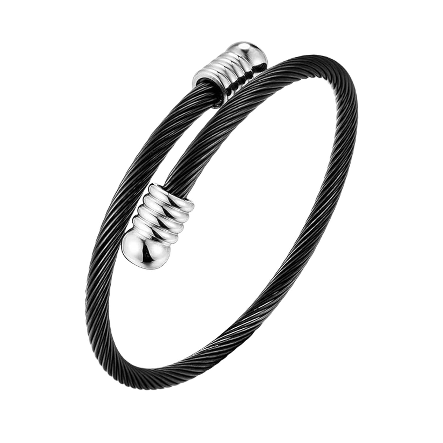 Durable Black Wire Stainless Power Bracelet
