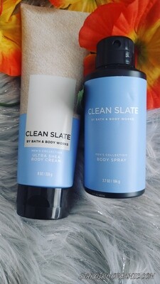 Bath and Body Works Men's Clean Slate 2pc Set Ultra Shea Body Cream and Men's Collection Body Spray