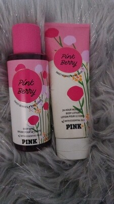 Pink Victoria Secret 2pc Sets Pink Berry Body Mist and Body Lotion.
