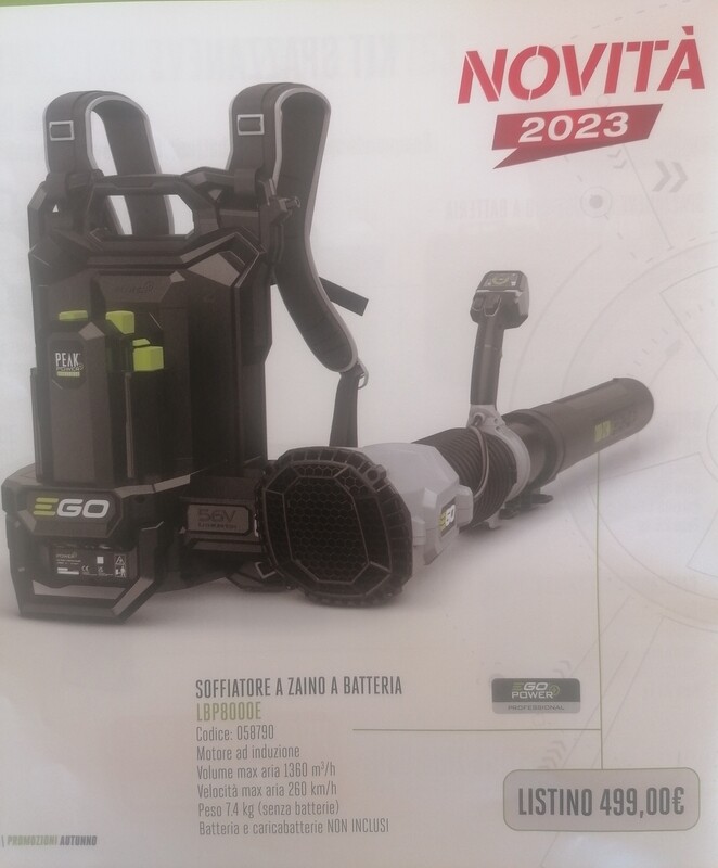 SOFFIATORE A ZAINO A BATTERIA  promozione valida fino al 31 dicembre 2023