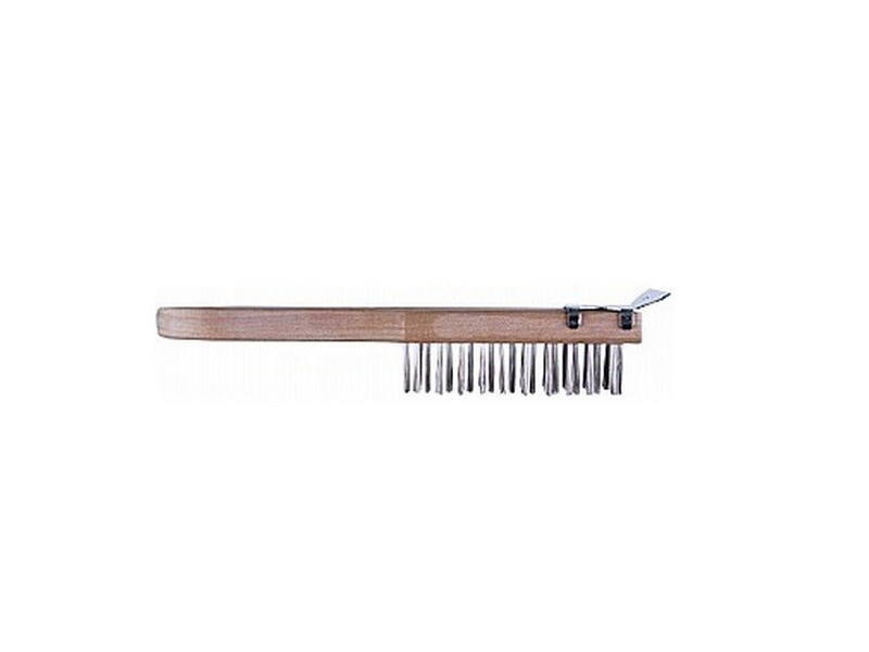 Dynamic 11&quot; Row HD Wood Handle Tempered Steel Wire Brush w/Scraper