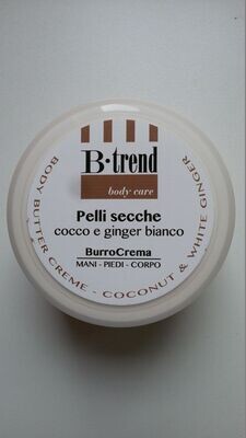 Crema burro corpo, mani e piedi 250ml al cocco e ginger bianco per pelle secca