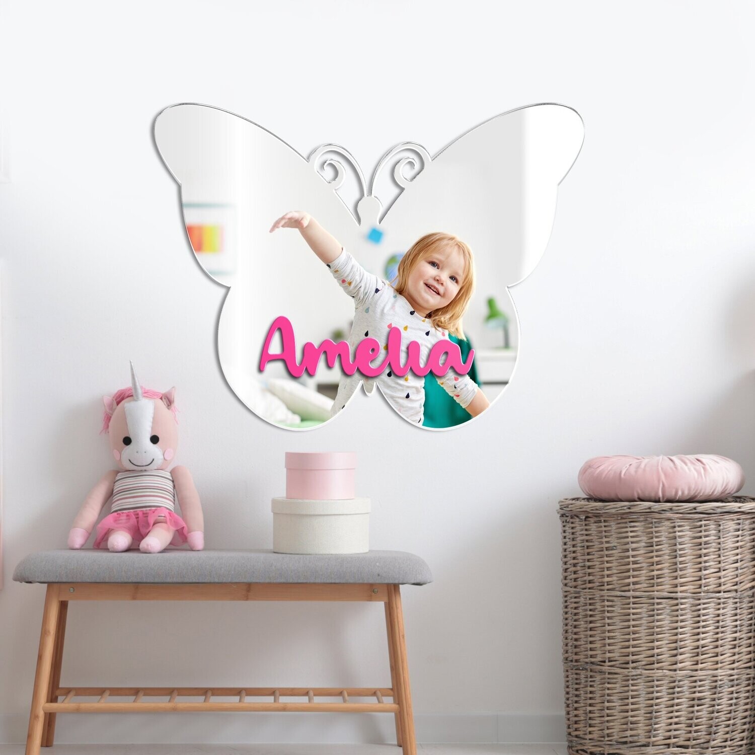 Personalised Butterfly Mirror, Colour Options: Silver Mirror Butterfly, Size: Extra Large