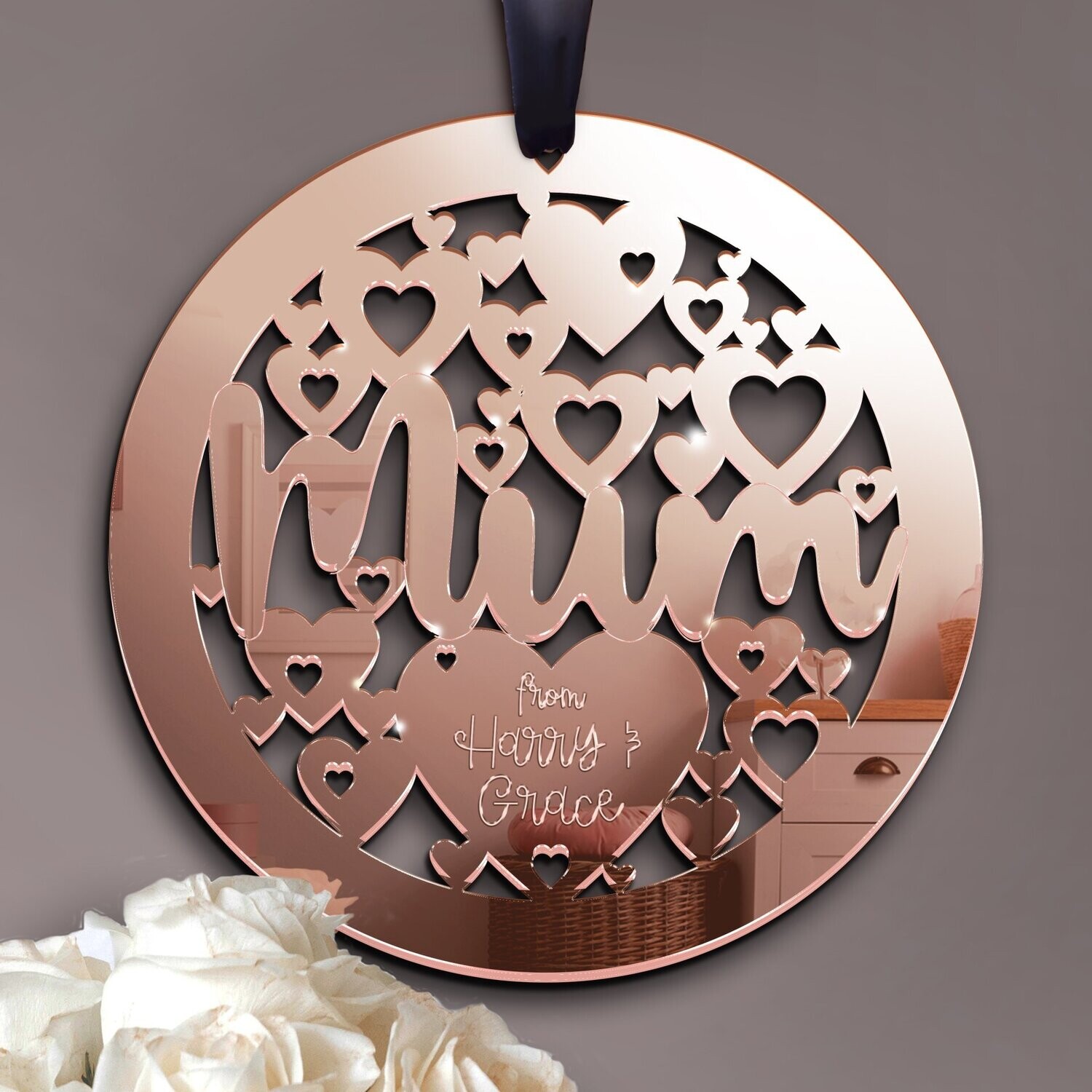 Rose Gold Mirror Mum Plaque