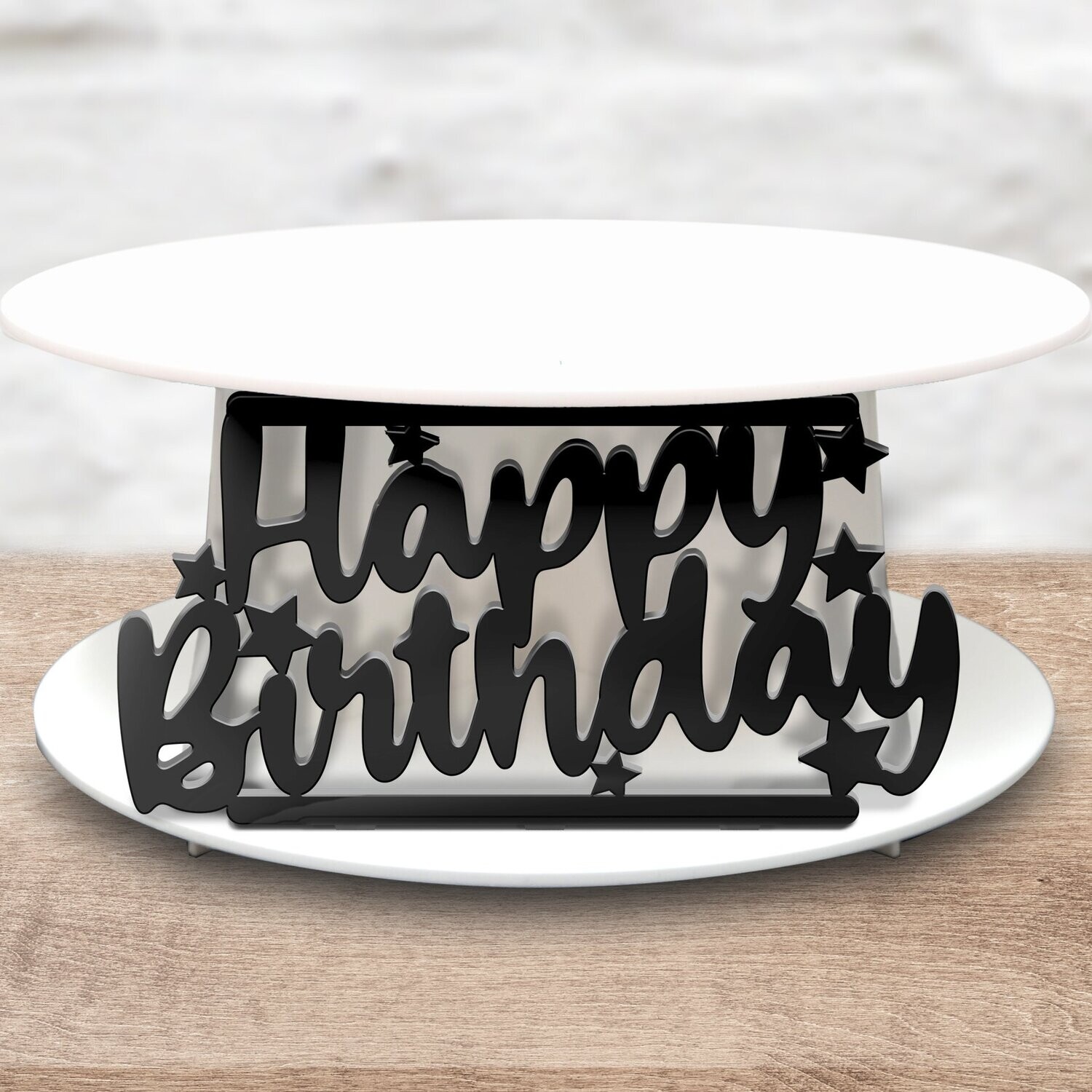 Happy Birthday 'Custom Click' Cake Message - Acrylic Cake Decorating Accessory, Colour: Black