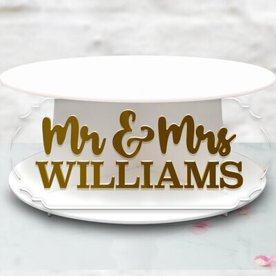 Mr & Mrs 'Custom Click' Cake Plaque - Personalised Cake Decoration Accessory for a Wedding or Anniversary.