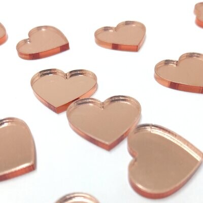 Blank Rose Gold Mirror Hearts for Wedding Table Display