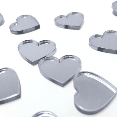 Blank Silver Mirror Hearts for Wedding Table Display