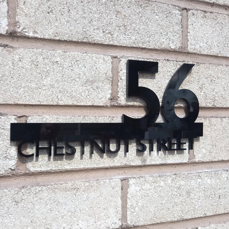 Contemporary Exterior Building Wall & Door Sign - Number & Street Name