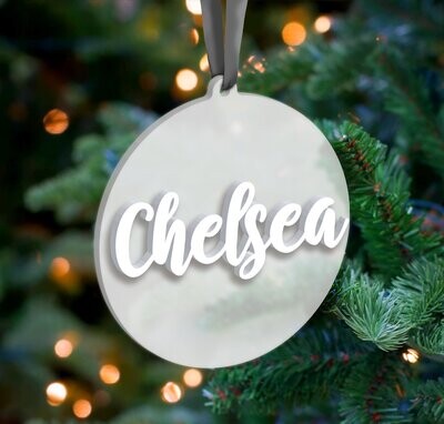 10cm Personalised Name Frost Christmas Tree Decoration