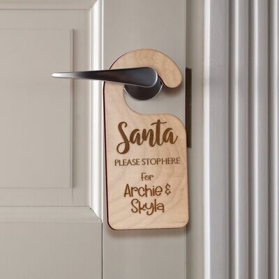 Christmas Wooden Personalised Door Hanger