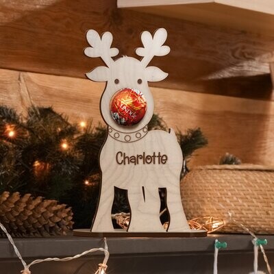 Personalised Wooden Chocolate Holder Rudolph Christmas Decoration