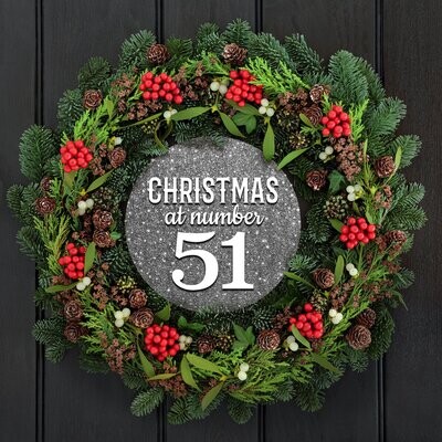 Glitter Door Christmas Wreath Centre Name / Number Plaque
