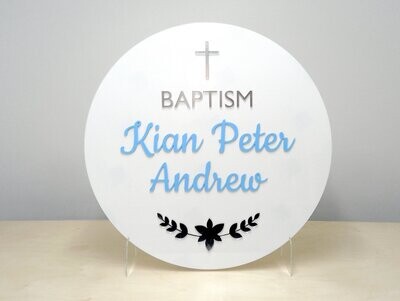600mm Large Round White Christening Message Display Board