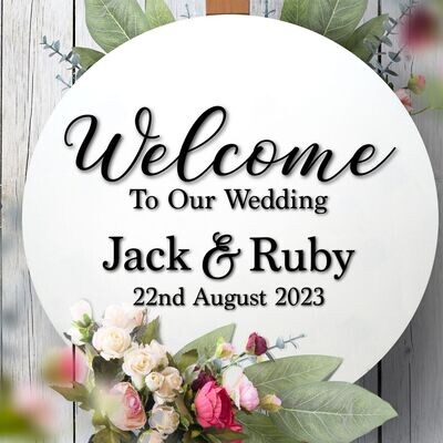 600mm Large Round White Wedding Personalised Message Display Board