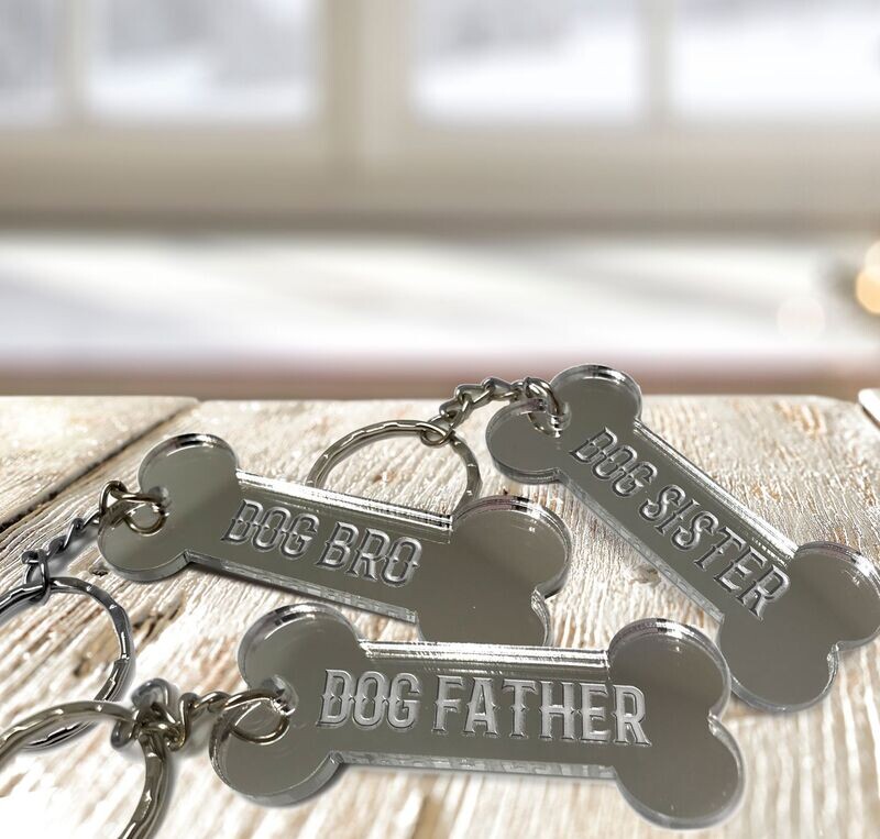 Dog Family Mirror Keyring Set