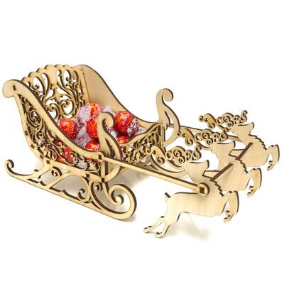 Wooden Santa Sleigh Chocolate & Treat Holder Display Decoration