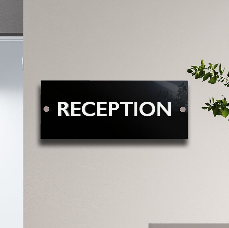 Villamo Black Acrylic Sign with 3D Lettering | Way Finder  & Building Wall Signs | Interior & Exterior