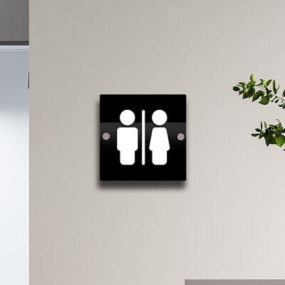 Villamo 15cm Wall & Door Toilet Signs | Black Acrylic & Raised 3D Numbers