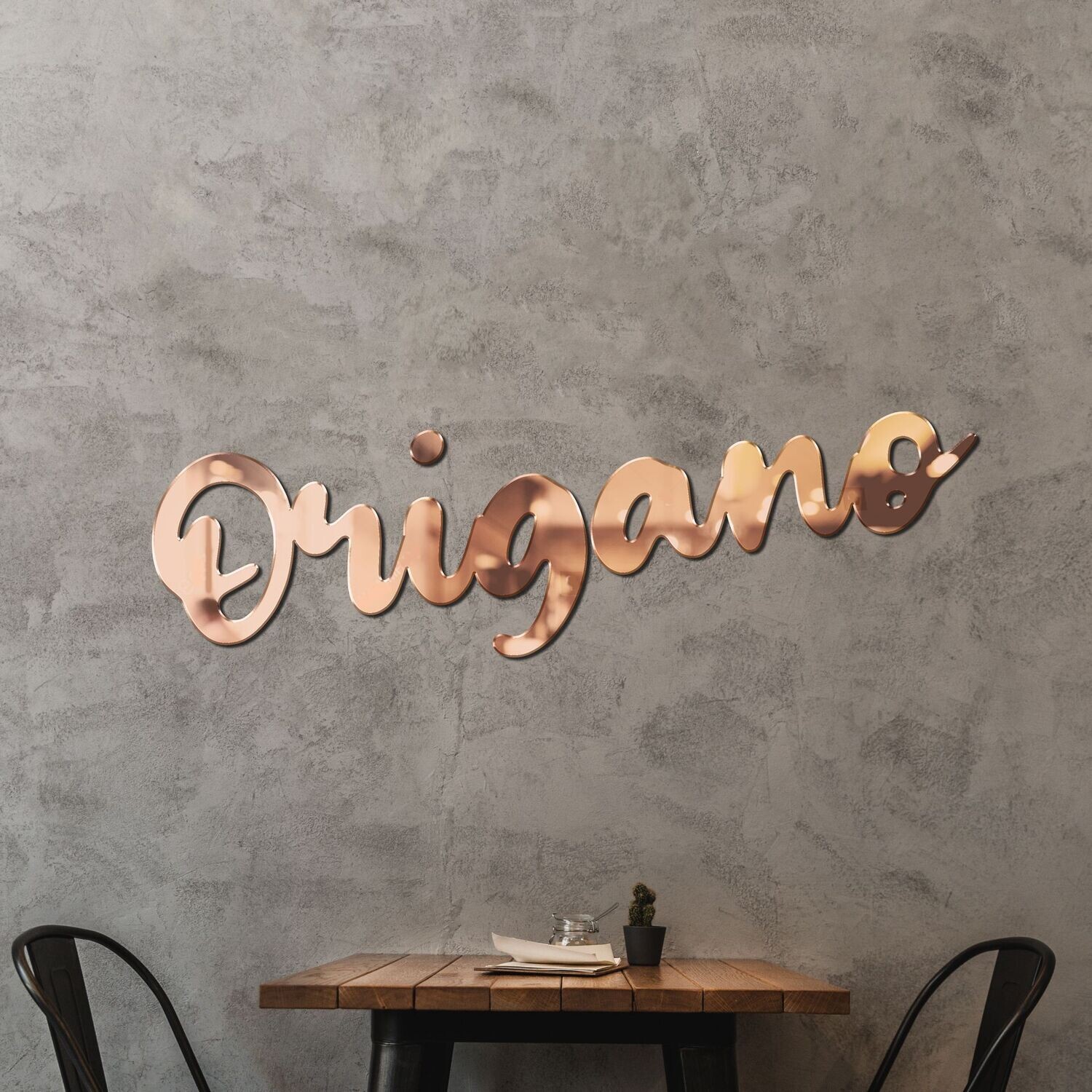 Scriptino Rose Mirror Large Decorative Wall Sign| Cut-Out Text | 1 Metre