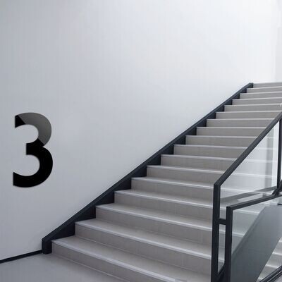 Gilfont Large Black Acrylic Self Adhesive Numbers & letters | Floor, Staircase, Level or Area Indicator Signs