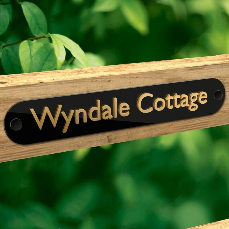 Wyndale Black & Gold Gate Sign | 3D Lettering  | Acrylic House Name Sign