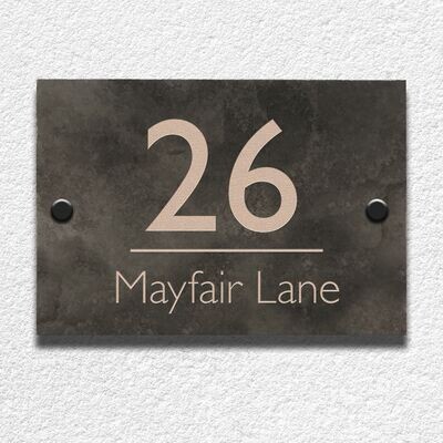 Mayfair Honed Slate House Sign | Number & Street | 15 x 20cm