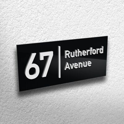 Metro Black Acrylic House Sign | Raised 3D Numbers & Lettering | 2 Sizes