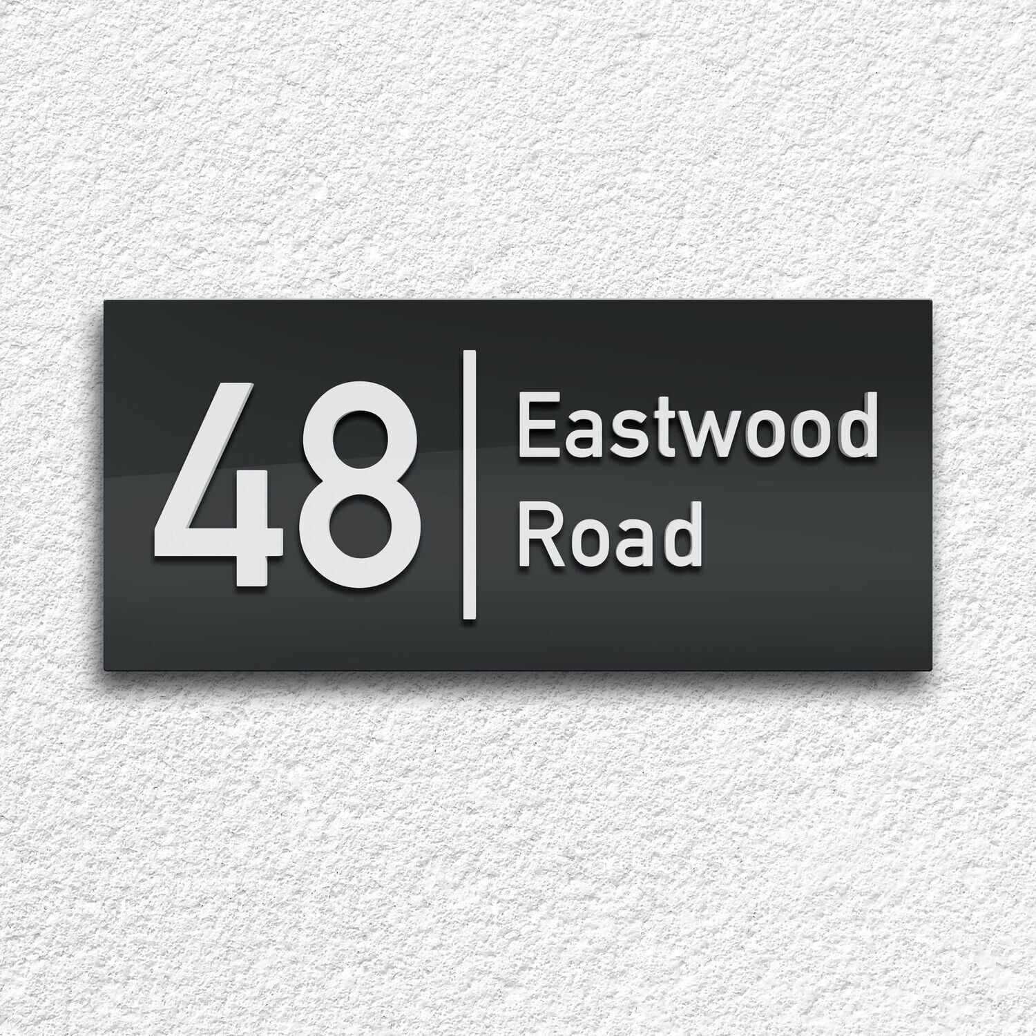 Metro Grey Acrylic House Sign | Raised 3D Numbers & Lettering | 2 Sizes